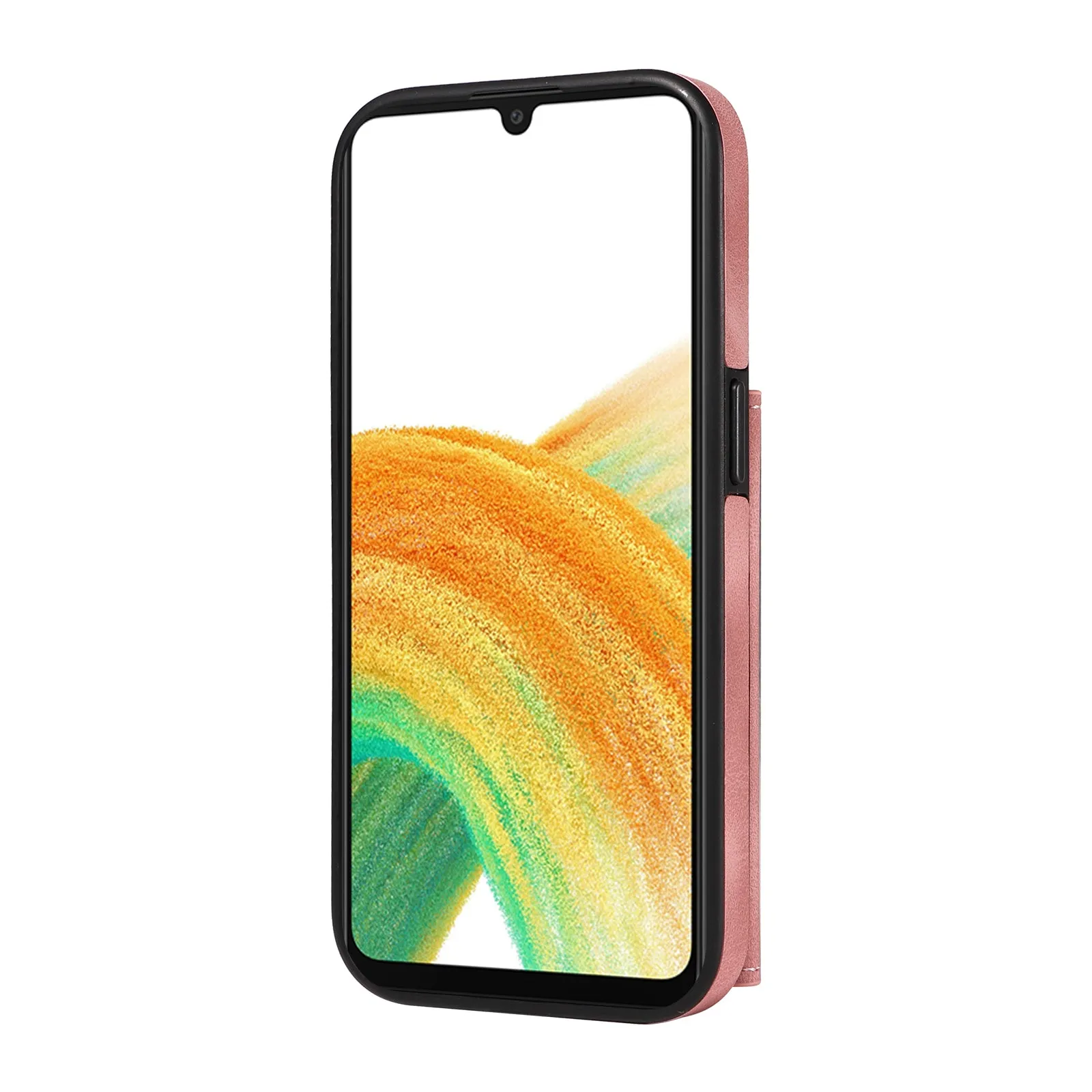 001 For Samsung Galaxy A33 5G PU Leather TPU Card Holder Phone Cover Ring Kickstand Anti-scratch Case