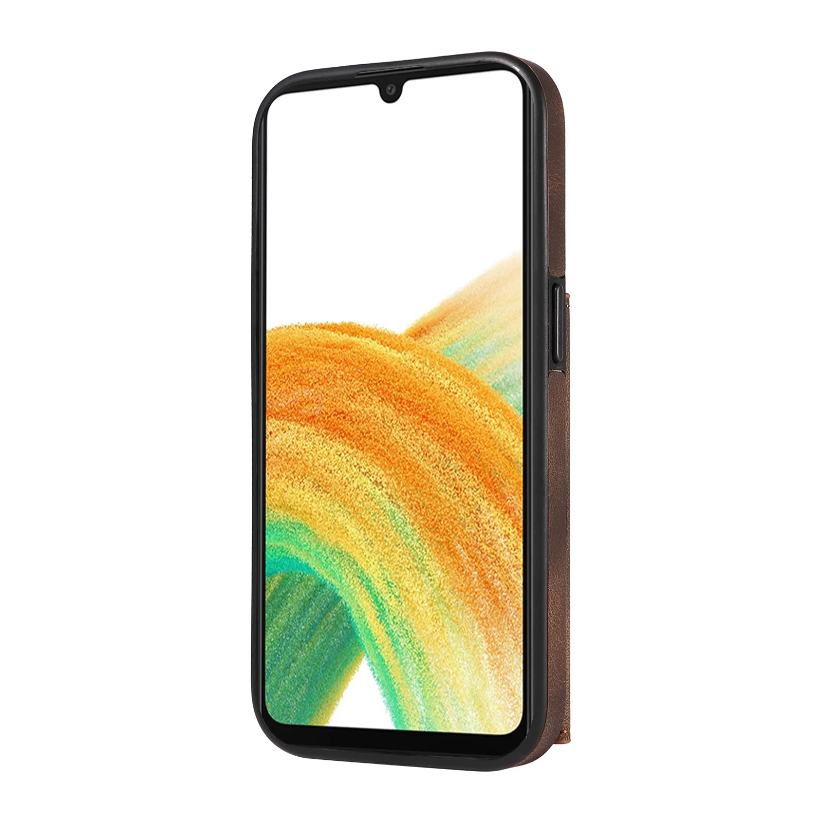 001 For Samsung Galaxy A33 5G PU Leather TPU Card Holder Phone Cover Ring Kickstand Anti-scratch Case