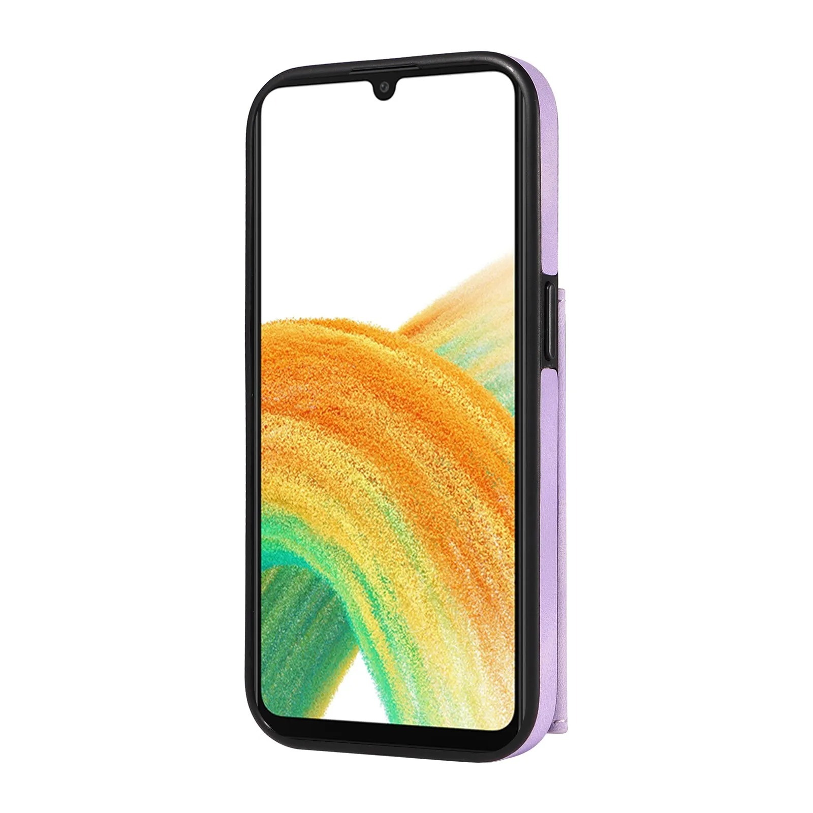 001 For Samsung Galaxy A33 5G PU Leather TPU Card Holder Phone Cover Ring Kickstand Anti-scratch Case