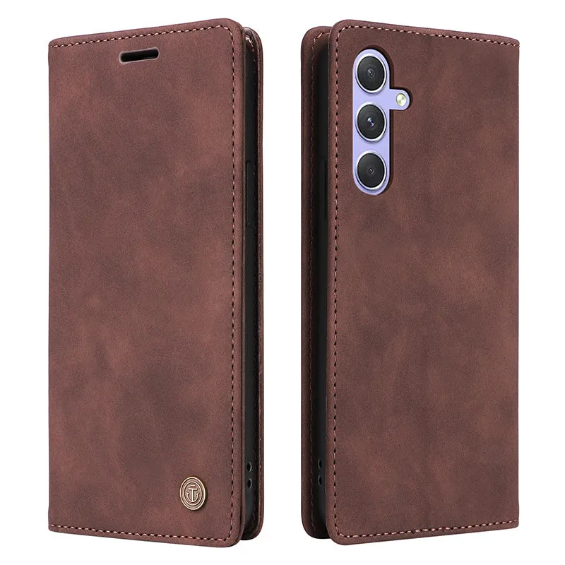 006 Series For Samsung Galaxy A14 5G / 4G Case Leather Wallet Sucker Closing Phone Cover