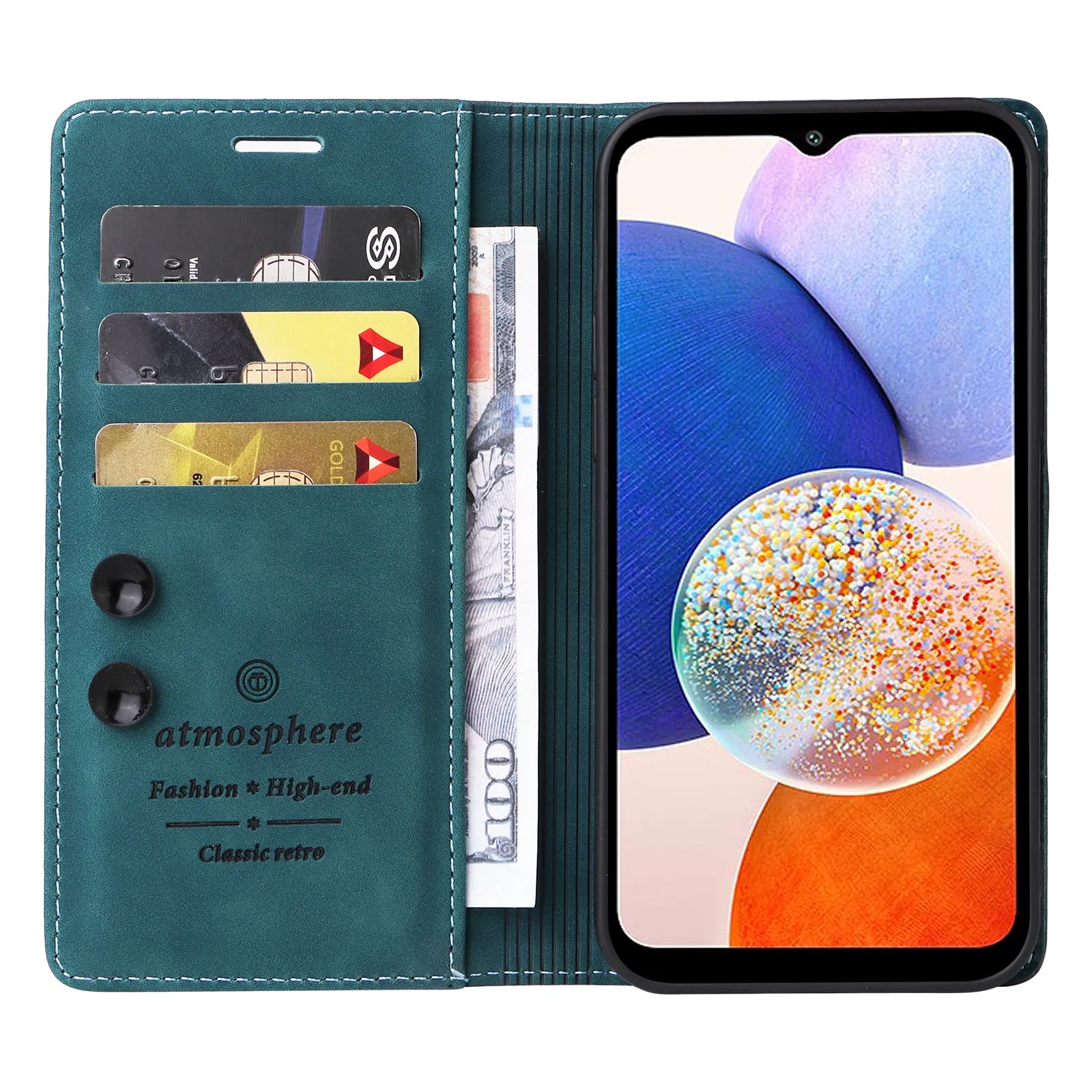 006 Series For Samsung Galaxy A14 5G / 4G Case Leather Wallet Sucker Closing Phone Cover