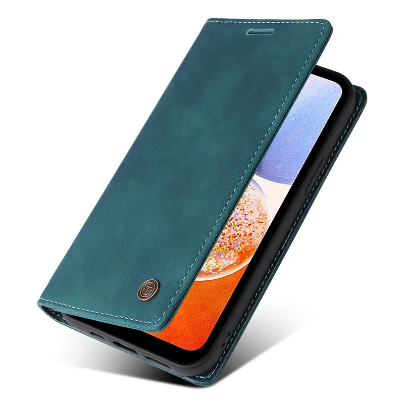 006 Series For Samsung Galaxy A14 5G / 4G Case Leather Wallet Sucker Closing Phone Cover