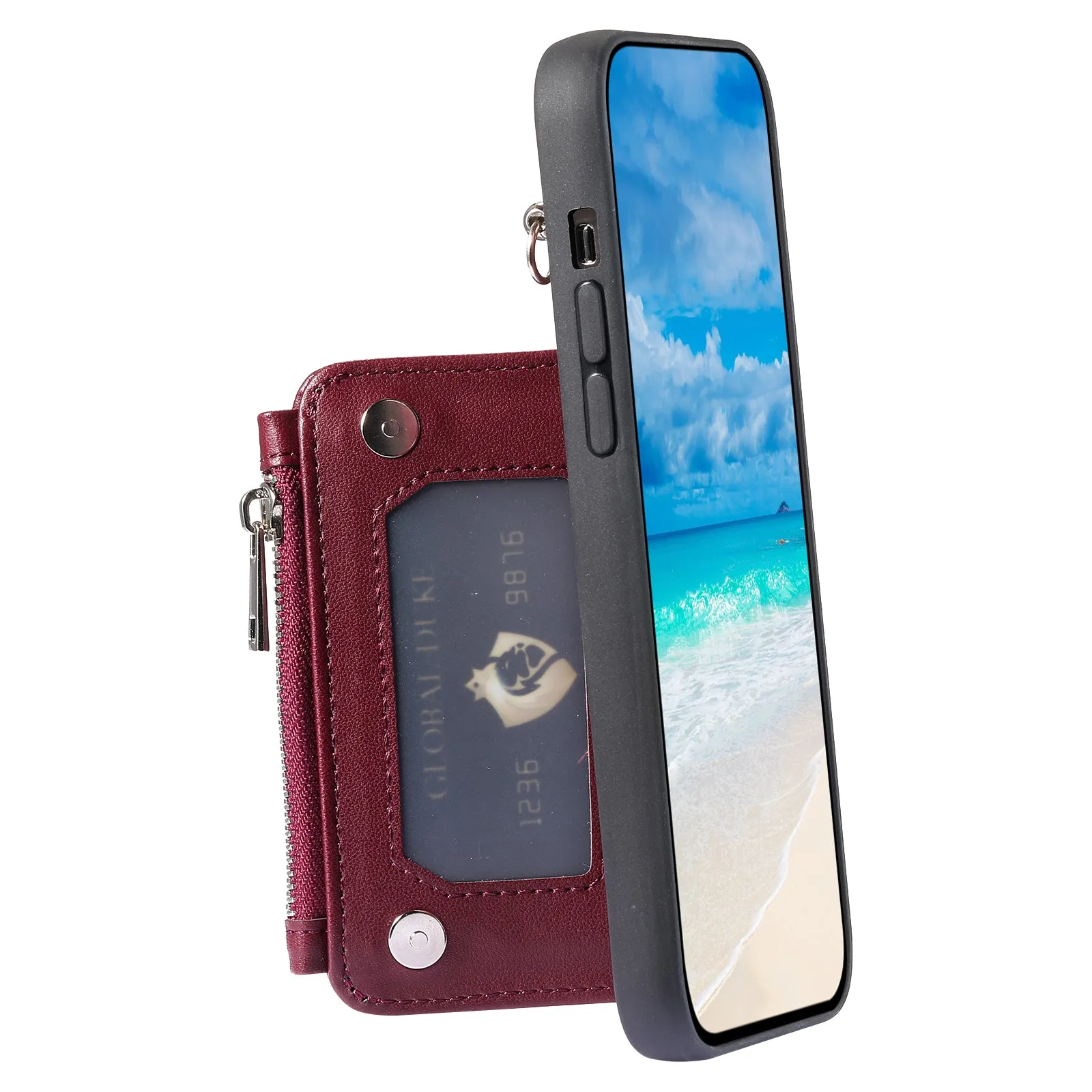 009 Phone Case for Samsung Galaxy A54 5G , RFID Blocking PU TPU Bump Proof Cover Kickstand Zipper Wallet Shell with Strap