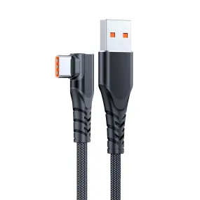 0.5m 66W 6A High Current Fast Charging Cable 90 Degree USB to Type-C Braided Data Cord