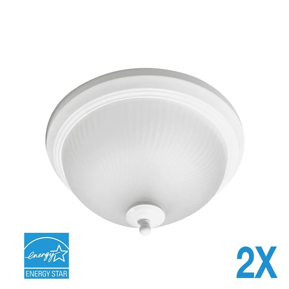 11W 11in. Round White Dimmable LED Ceiling Light - 180 Degree Beam - 120V - Direct Wiring - 900 Lm - 3000K Warm White - 2-Pack