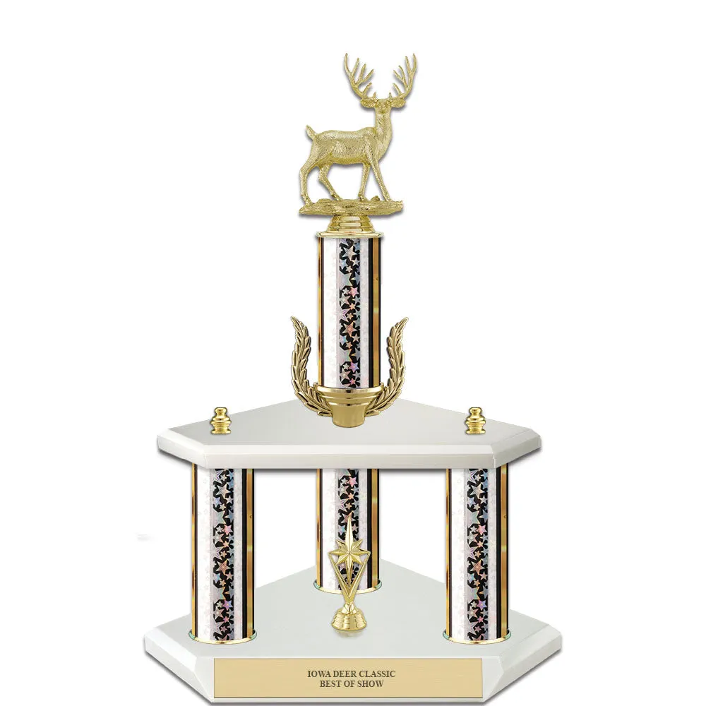 15" White Finished Award Trophy With Wreath And Trim