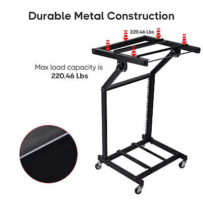 19" 12U Rack Mount DJ Mixer Stand Studio Equipment Cart Stage Music Party Show