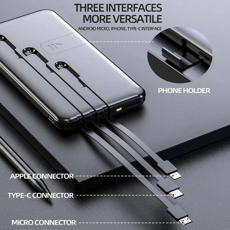 20000mAh Quick Charge Mirror Power Bank with Built In Cables n LED Torch