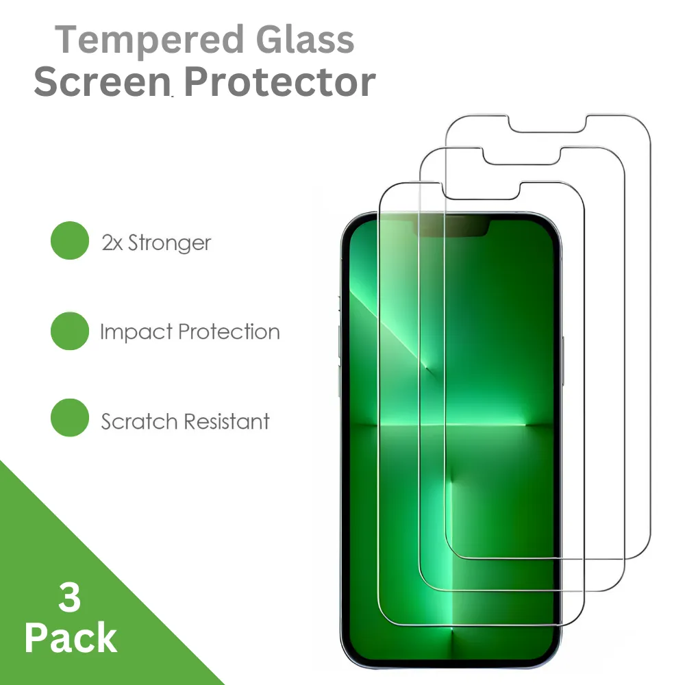 3-Pack iPhone 13 Pro Max Screen Protector Tempered Glass Case Friendly Anti Scratch Bubble Free