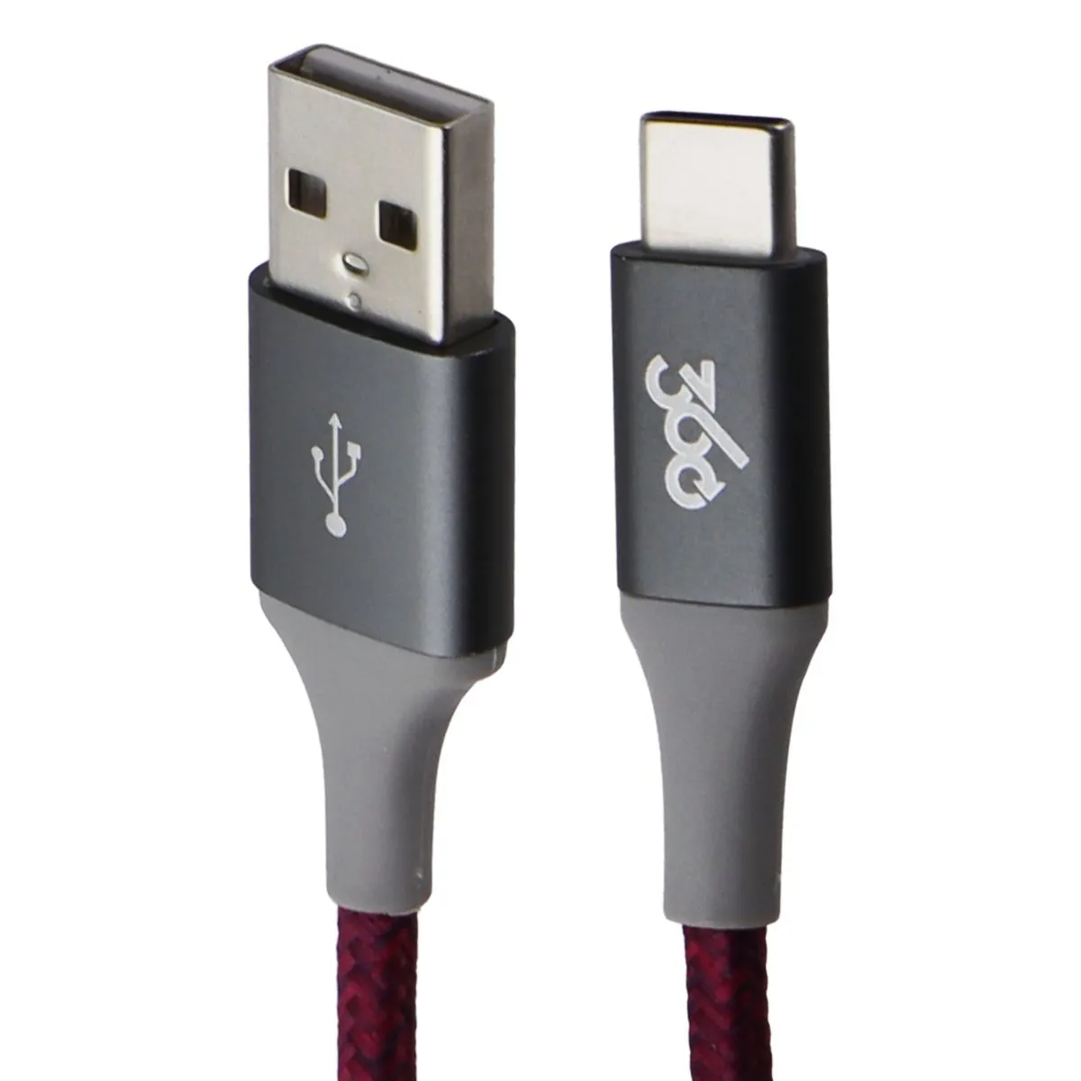 360 Electrical (8-Ft) Braided USB-C to USB-A Charge and Sync Cable - Cranberry