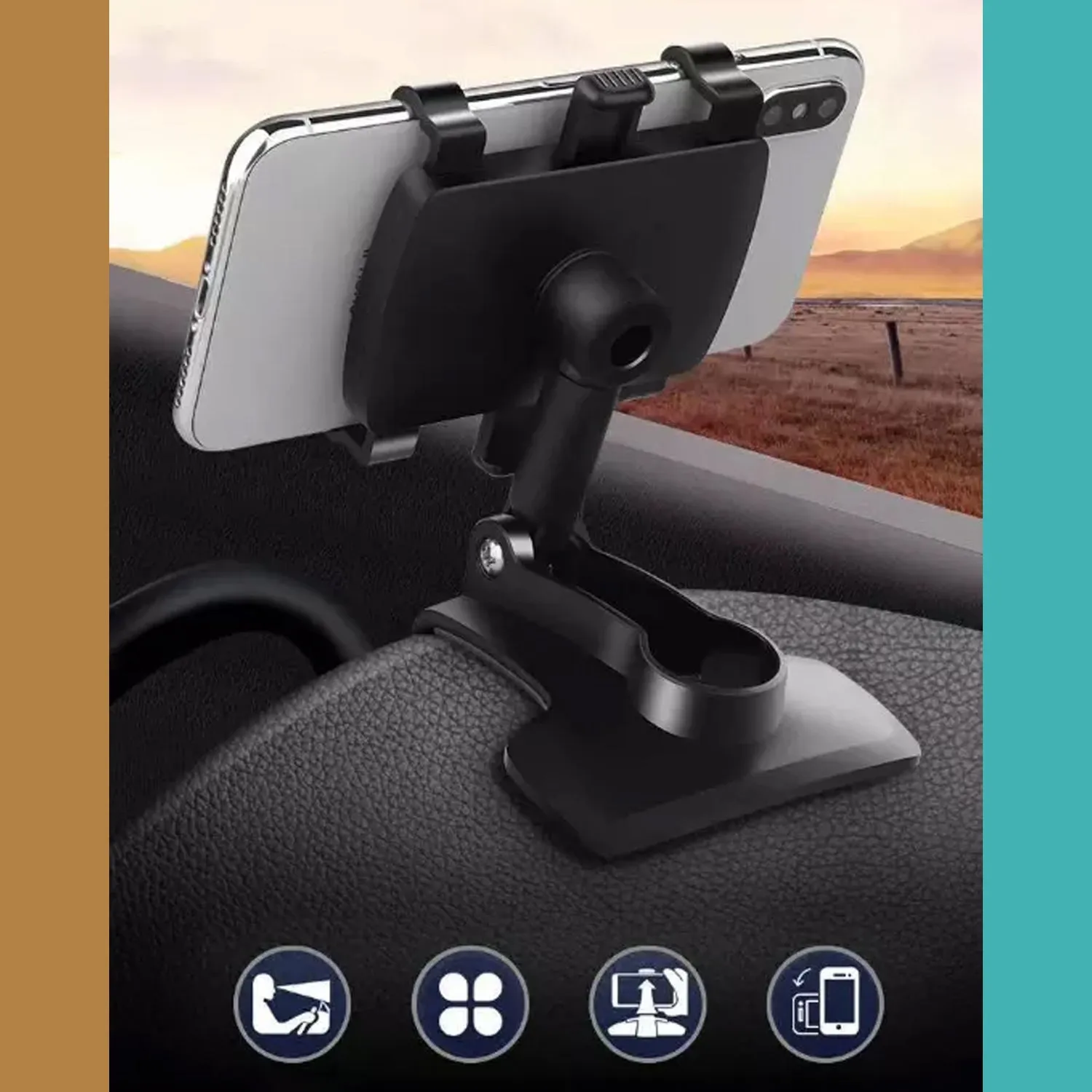 6280 Car Mobile Phone Holder Mount Stand with 180 Degree. Stable One Hand Operational Compatible with Car Dashboard.