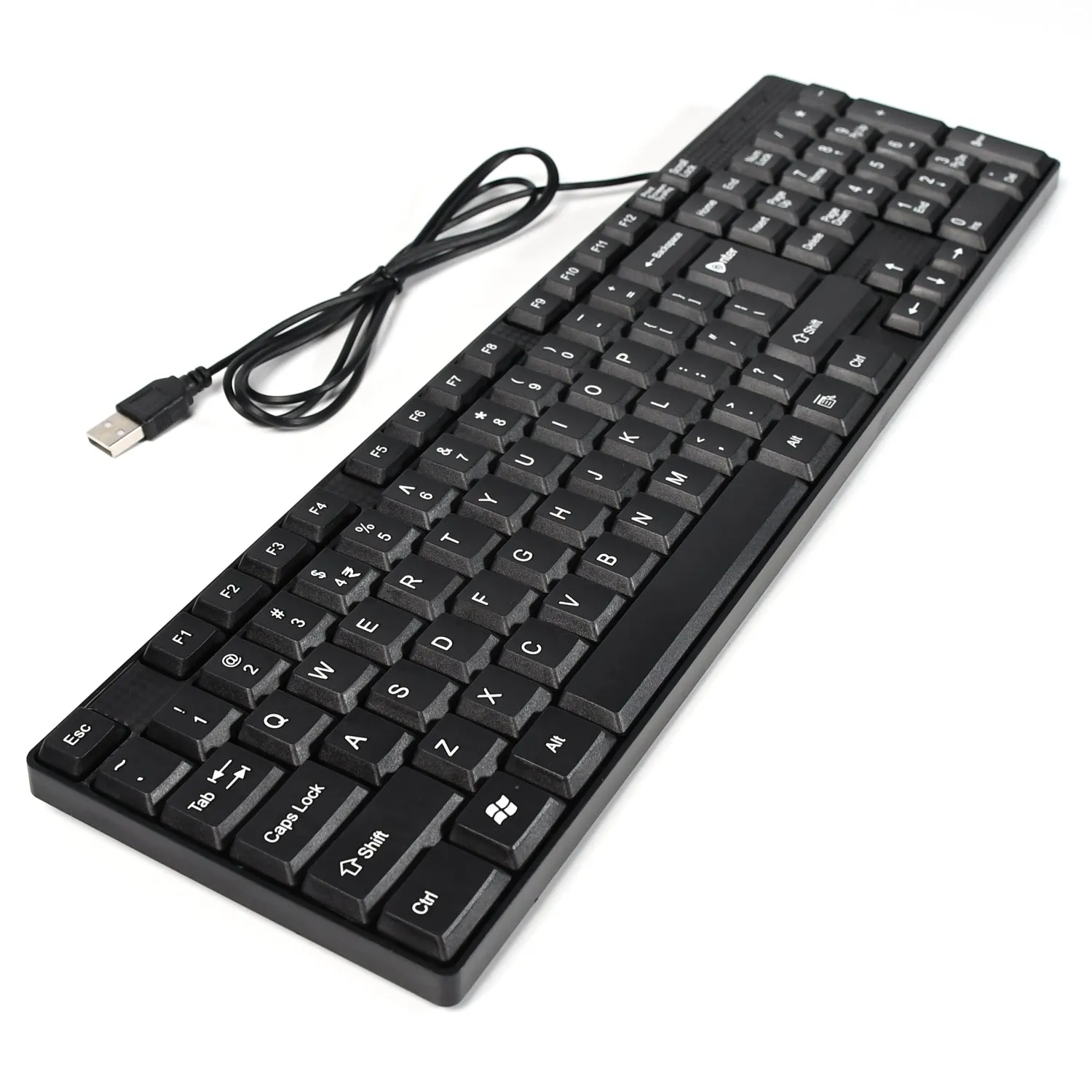 7328 Wired USB 102 Keys, Ergonomic Portable Typewriter Keyboard for Home Office, Plug and Play