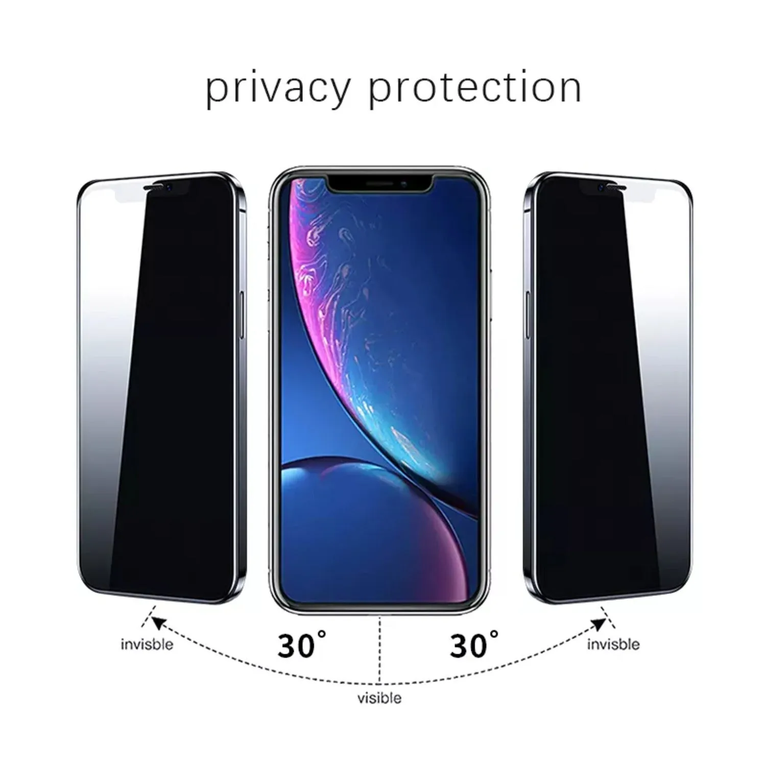 9H Privacy Tempered Glass iPhone 14 Screen Protector 2pcs