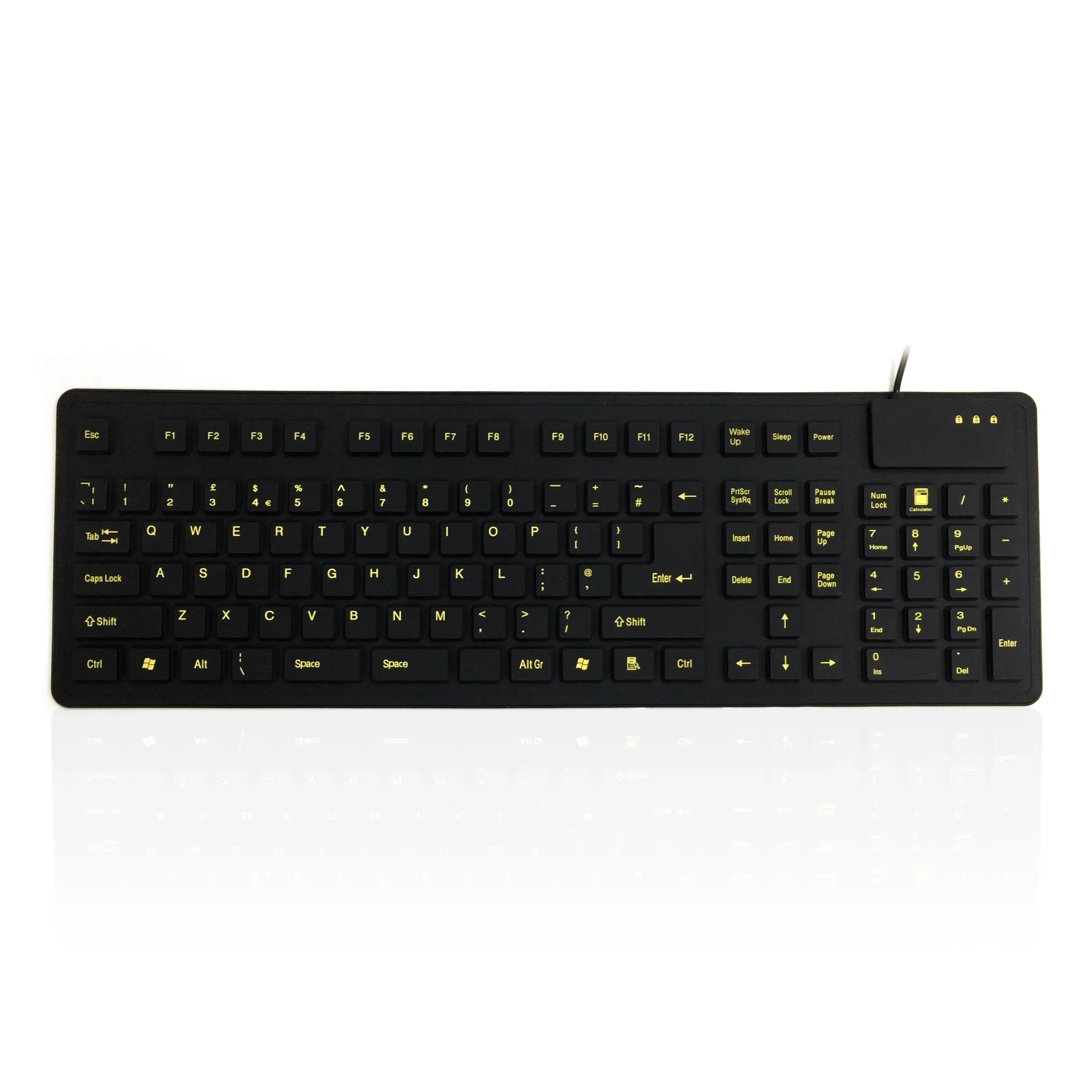 Accuratus WP127-V2-VIS IP54 Rated Flexible Keyboard with High Visibility Key Legends