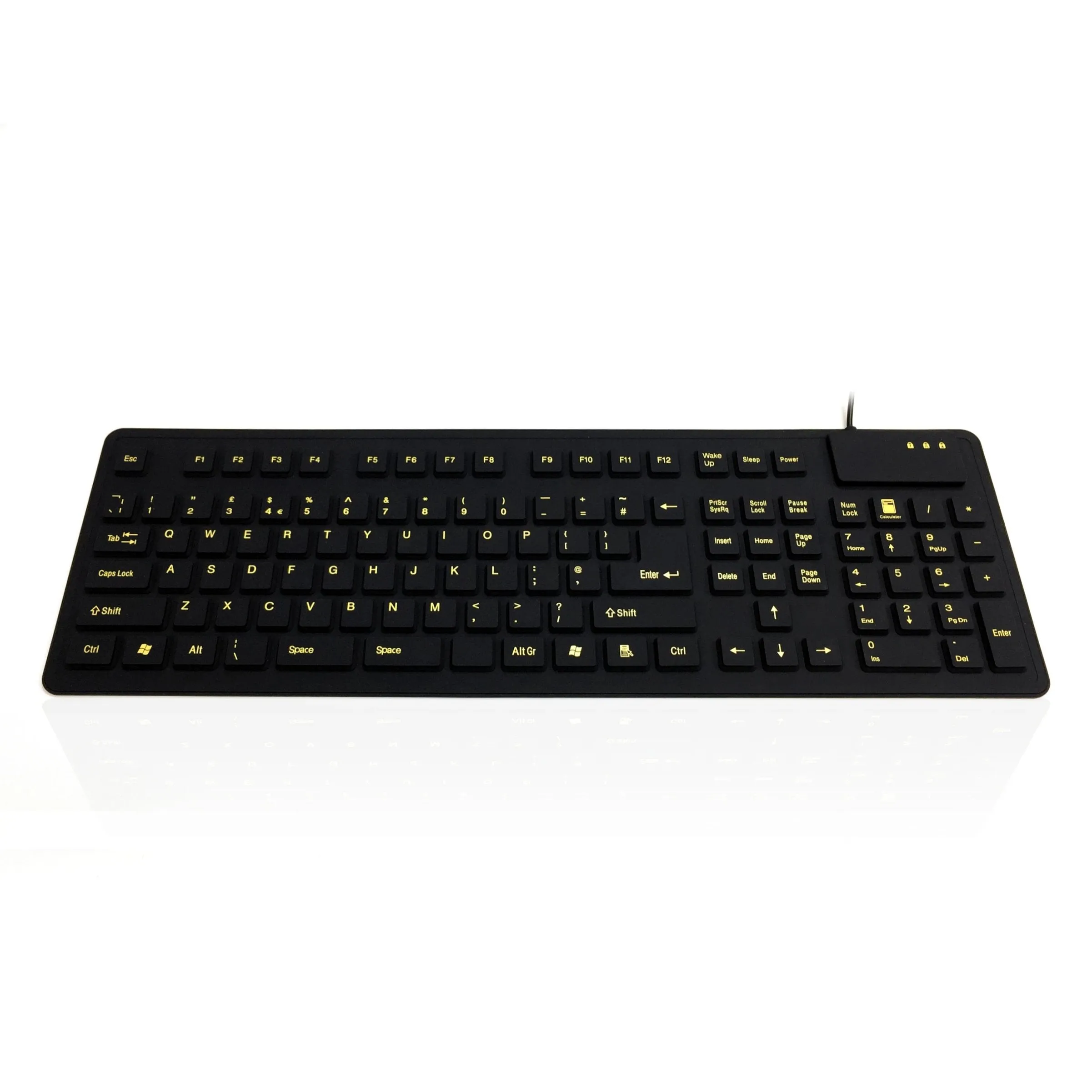 Accuratus WP127-V2-VIS IP54 Rated Flexible Keyboard with High Visibility Key Legends