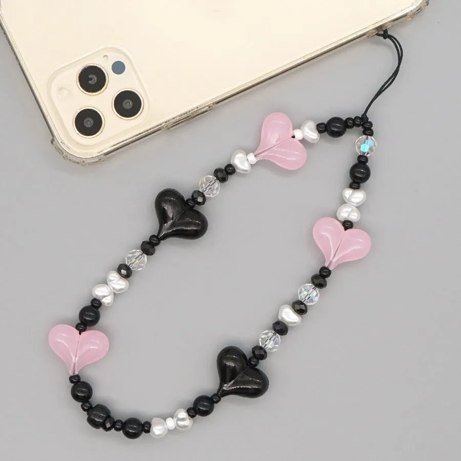 Aesthetic Hearts Beaded Phone Charm