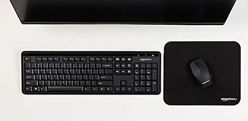 Amazon Basics 2.4GHz Wireless Keyboard with Numeric Keypad, Quiet and Compact US Layout (QWERTY), Black, Modern