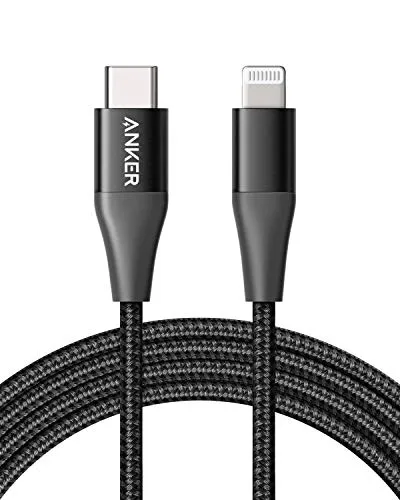 Anker USB C to Lightning Cable [6ft Apple Mfi Certified] Powerline  II Nylon Braided Cable for iPhone SE / 11 Pro/X/XS/XR / 8 Plus/AirPods Pro, Supports Power Delivery (Upgraded)