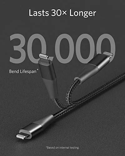 Anker USB C to Lightning Cable [6ft Apple Mfi Certified] Powerline  II Nylon Braided Cable for iPhone SE / 11 Pro/X/XS/XR / 8 Plus/AirPods Pro, Supports Power Delivery (Upgraded)