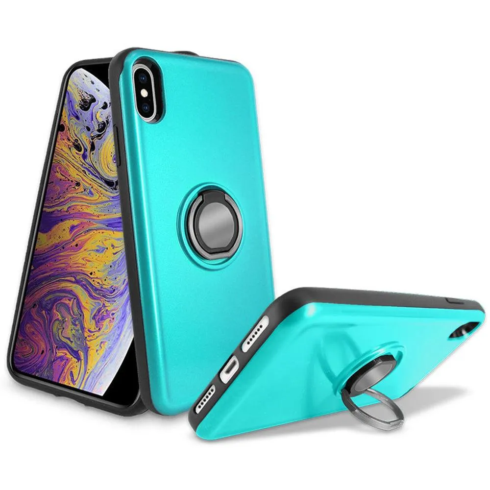 Apple iPhone XR 6.1 Shockproof Hybrid Magnetic Holder Ring Stand With Mirrored Card Slot Case by Modes