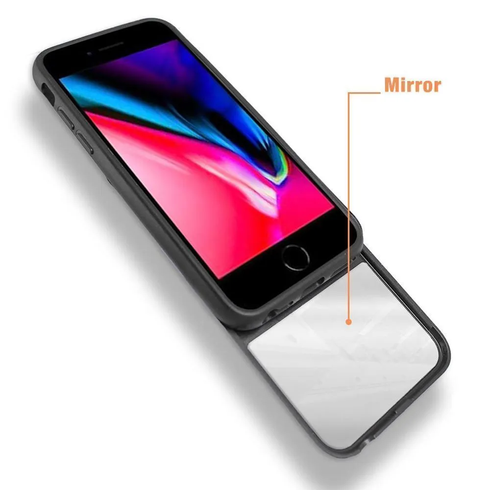 Apple iPhone XR 6.1 Shockproof Hybrid Magnetic Holder Ring Stand With Mirrored Card Slot Case by Modes