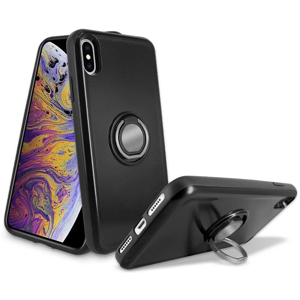 Apple iPhone XR 6.1 Shockproof Hybrid Magnetic Holder Ring Stand With Mirrored Card Slot Case by Modes