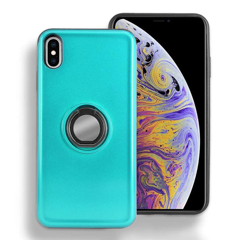 Apple iPhone XR 6.1 Shockproof Hybrid Magnetic Holder Ring Stand With Mirrored Card Slot Case by Modes