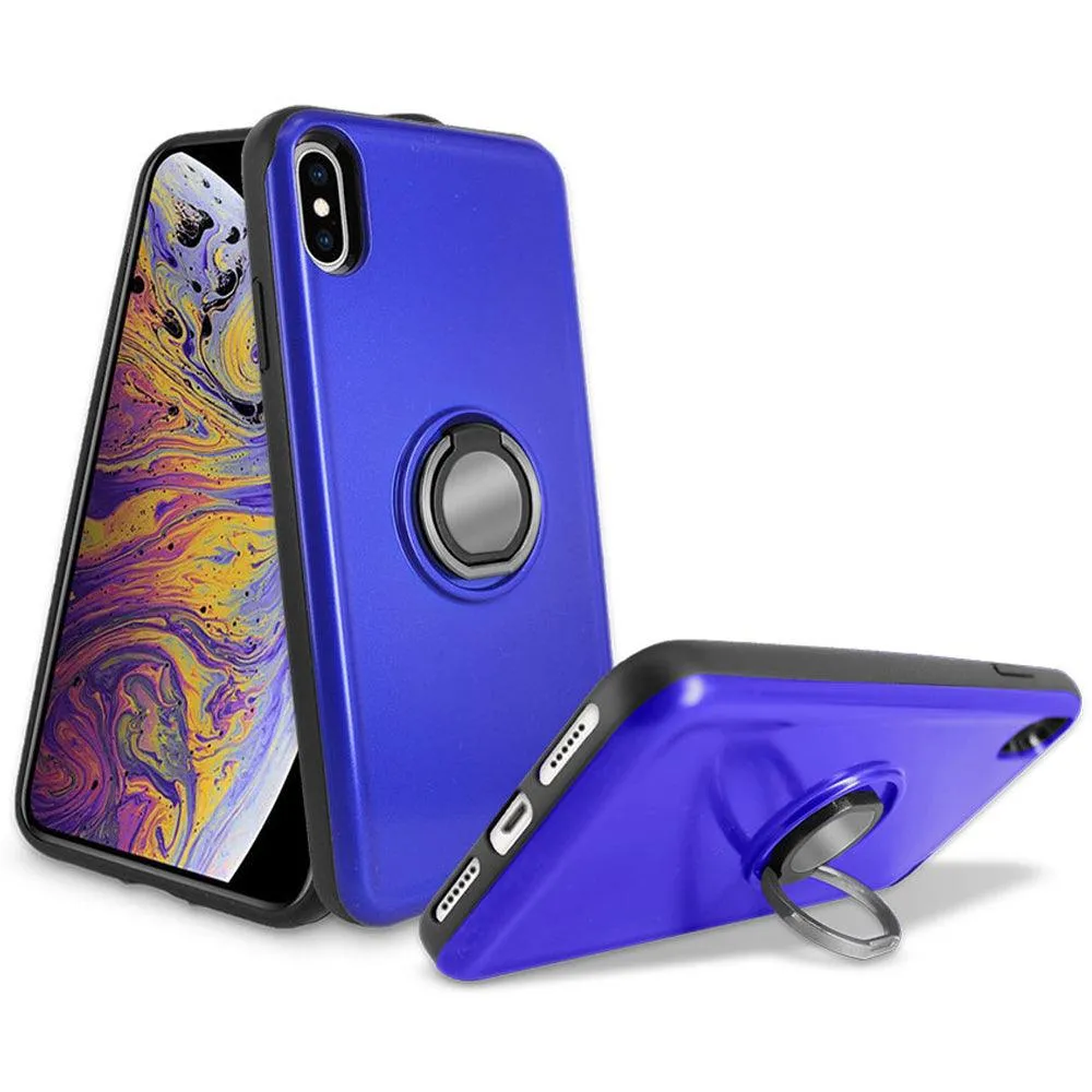 Apple iPhone XR 6.1 Shockproof Hybrid Magnetic Holder Ring Stand With Mirrored Card Slot Case by Modes