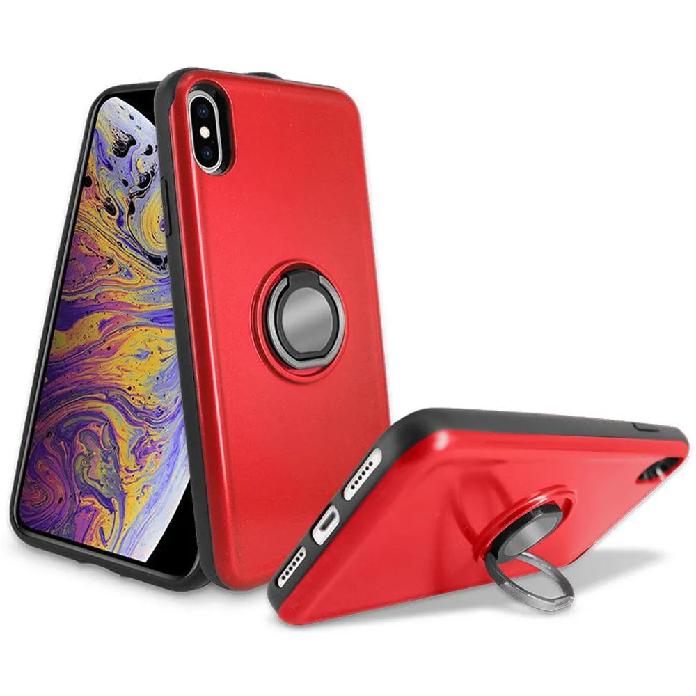 Apple iPhone XR 6.1 Shockproof Hybrid Magnetic Holder Ring Stand With Mirrored Card Slot Case by Modes