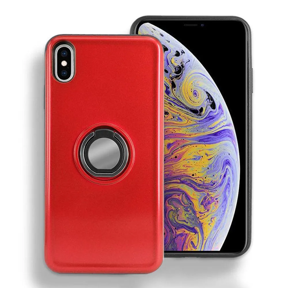 Apple iPhone XR 6.1 Shockproof Hybrid Magnetic Holder Ring Stand With Mirrored Card Slot Case by Modes