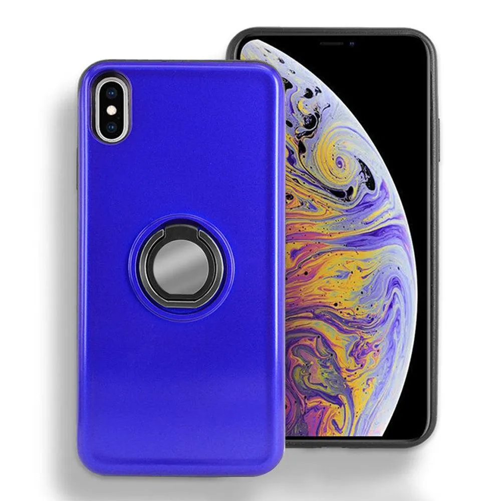 Apple iPhone XR 6.1 Shockproof Hybrid Magnetic Holder Ring Stand With Mirrored Card Slot Case by Modes