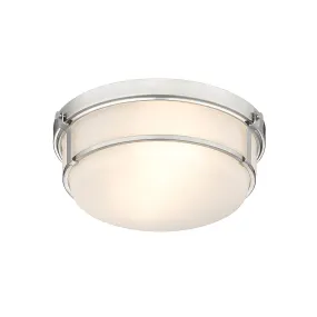 Arlson Flush Mount Fixture - Brushed Nickel - Frosted Glass - 13in. Diameter - E26 Medium Base