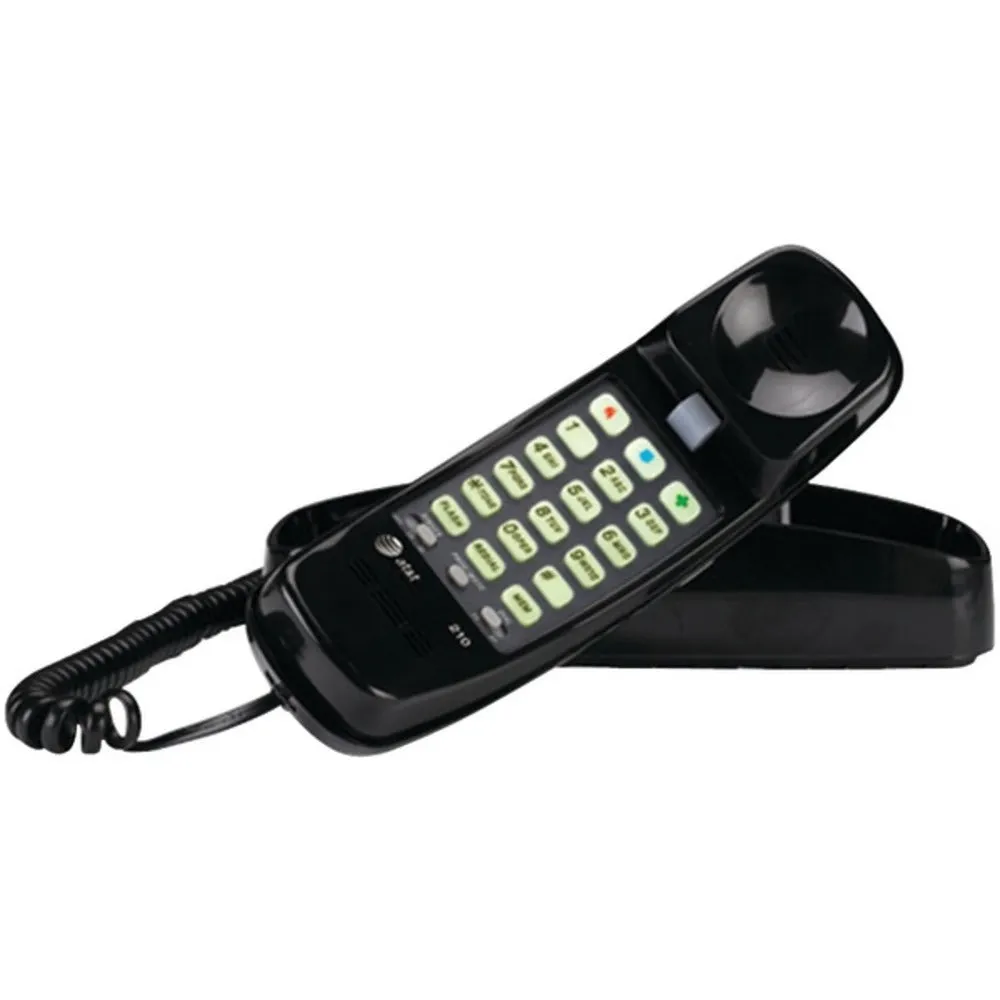 AT&T ATTML210B Corded Trimline Phone with Lighted Keypad (Black)