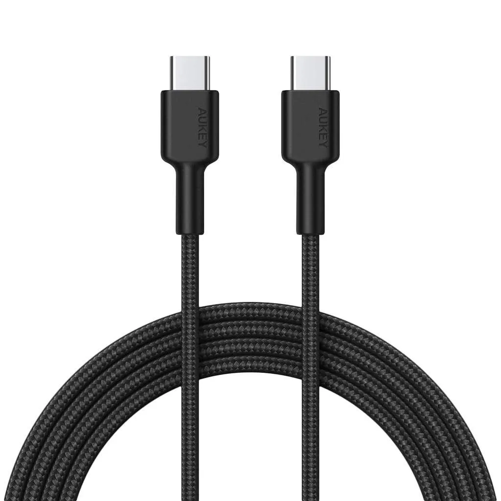 Aukey CD45 PD Nylon Braided USB Type-C To USB Type-C Charging Cable (Black, 0.9M)