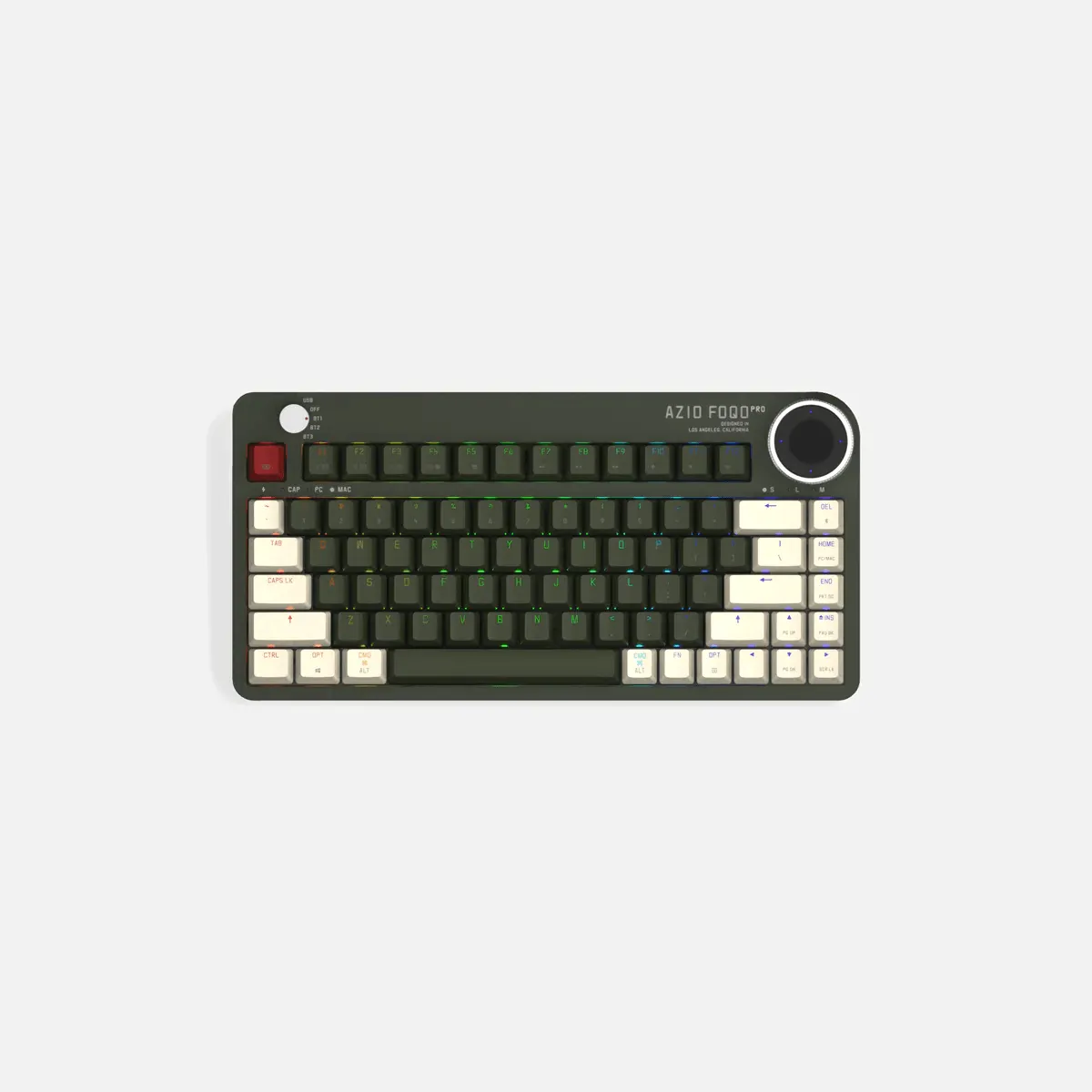 AZIO FOQO Mechanical TKL Keyboard Pro Wireless Hot-Swappable RGB Olive Green Dark