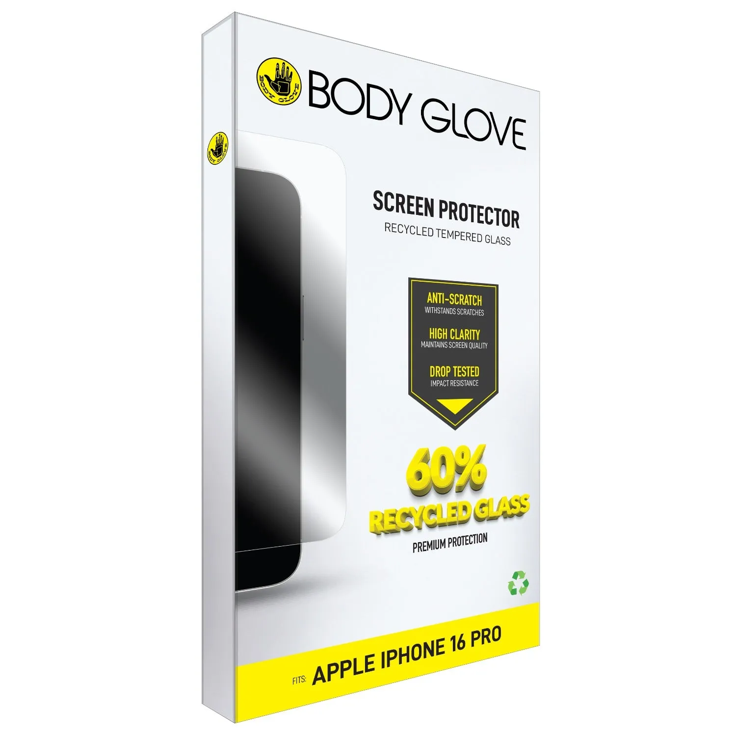 Body Glove Recycled Tempered Glass Screen Protector - Apple iPhone 16 Pro - Clear (BGSGRTG-I16PR)