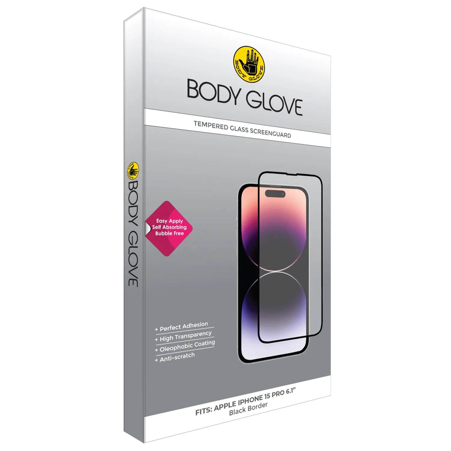 Body Glove Tempered Glass Screen Protector - Apple iPhone 15 Pro - BGSGFGTG-I15PRB