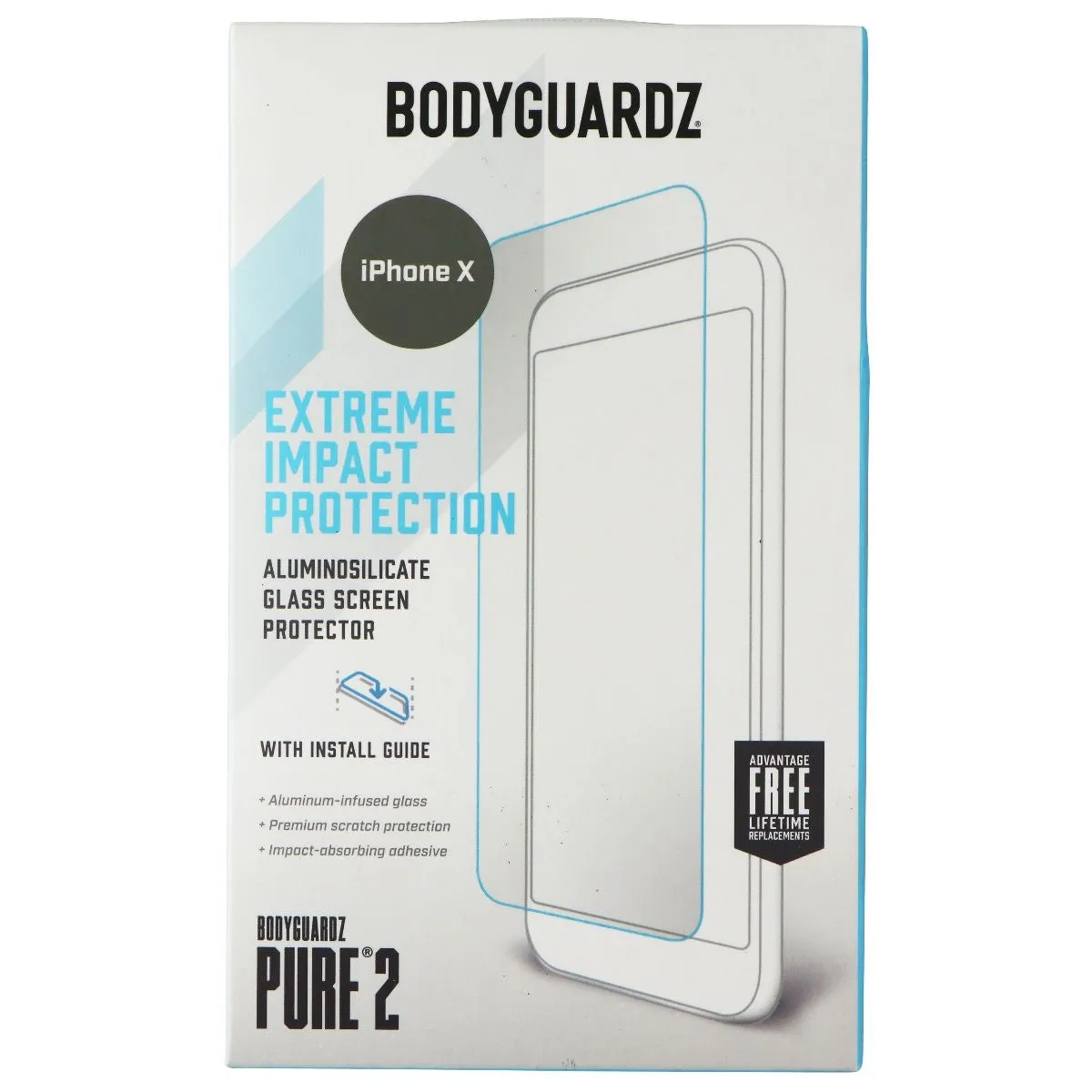 BodyGuardz Pure 2 Series Screen Protector for Apple iPhone X - Clear