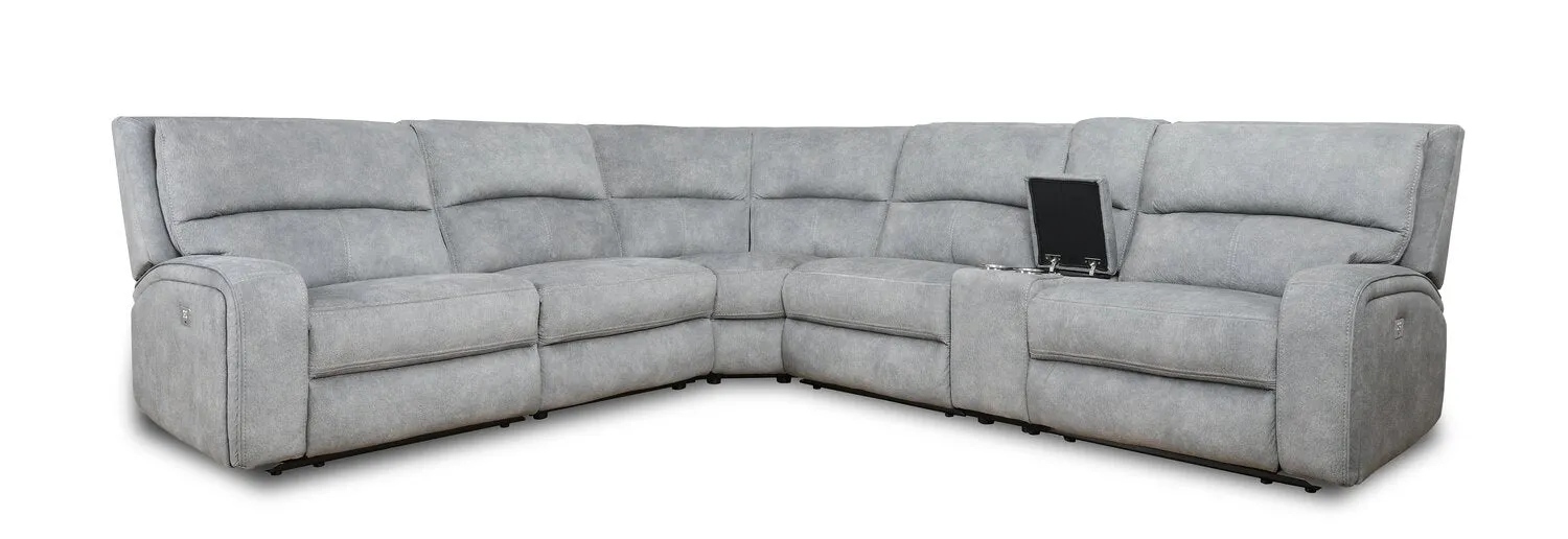 Burton Power Reclining Sectional Sofa with Power Headrest - Pebble Grey