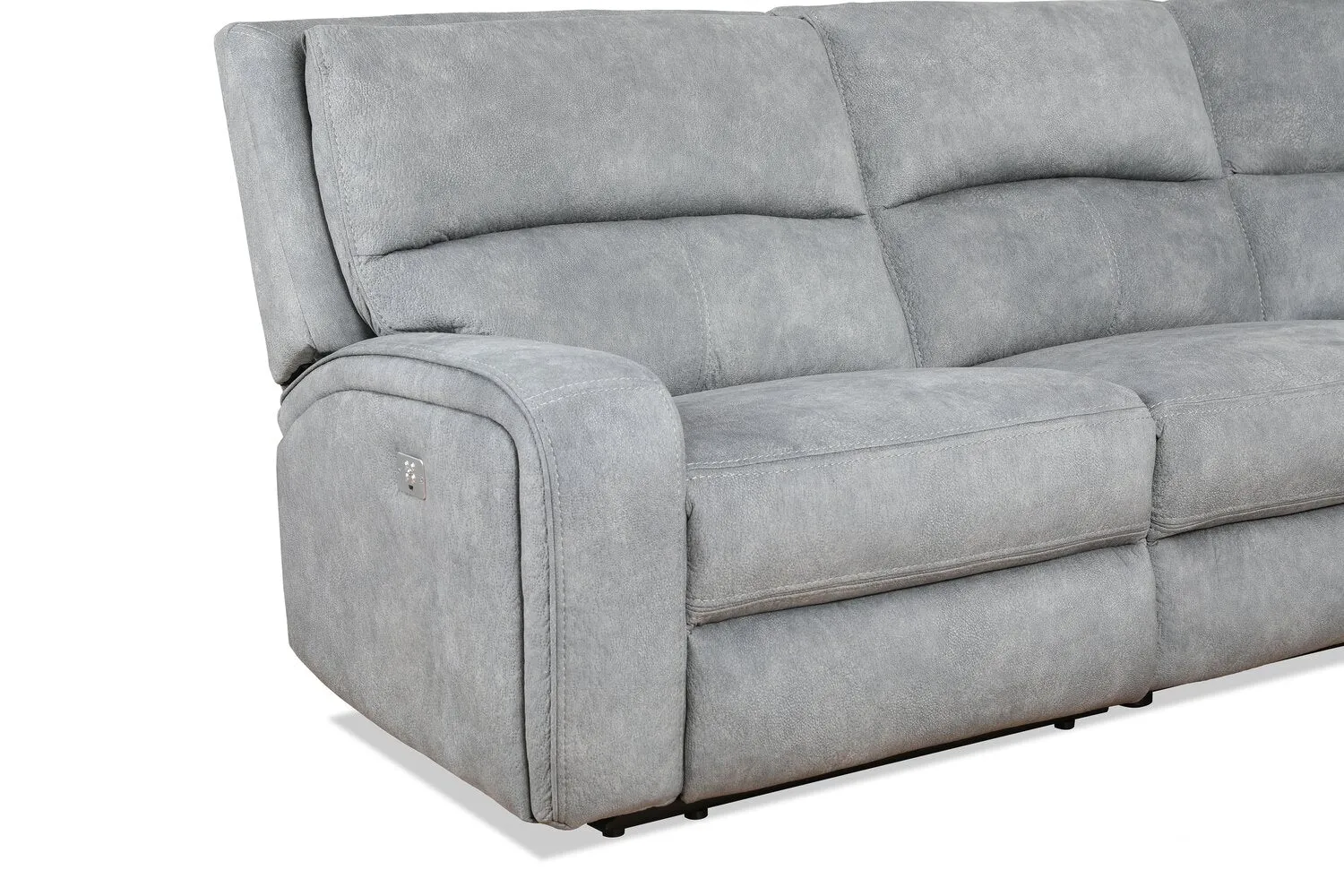 Burton Power Reclining Sectional Sofa with Power Headrest - Pebble Grey