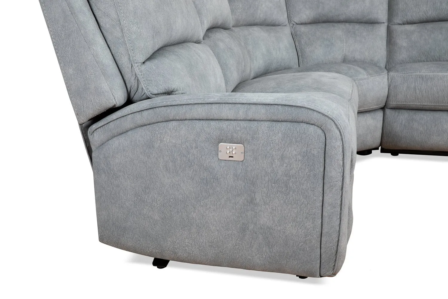 Burton Power Reclining Sectional Sofa with Power Headrest - Pebble Grey