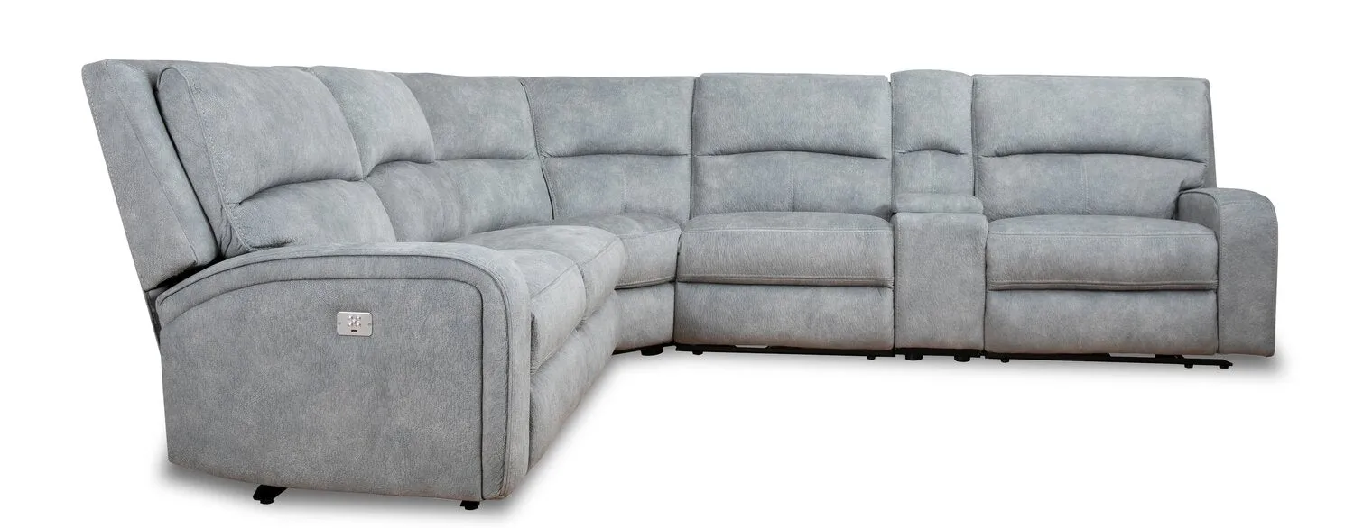 Burton Power Reclining Sectional Sofa with Power Headrest - Pebble Grey