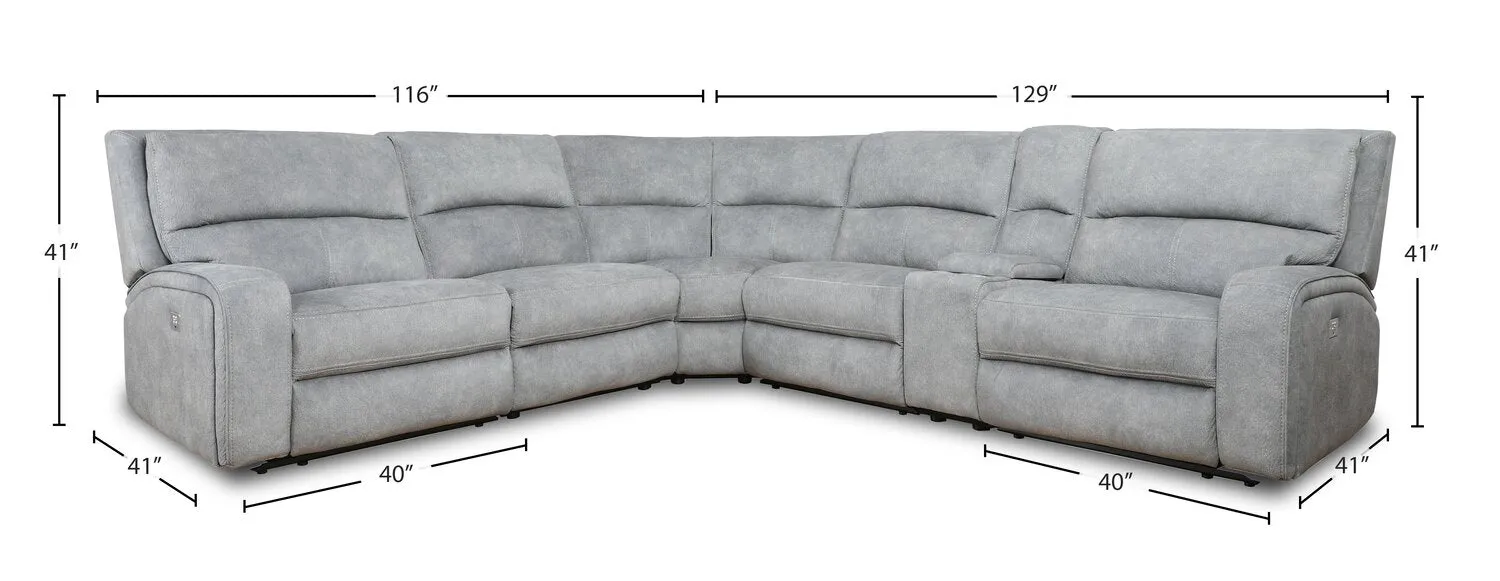 Burton Power Reclining Sectional Sofa with Power Headrest - Pebble Grey