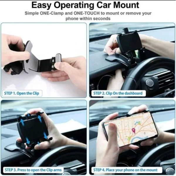 Car Smart Phone Holder – 360 Free Spin | 360° Mobile Holder Foldable | 360° Rotateable Strong Grip Mobile Holder For Cars