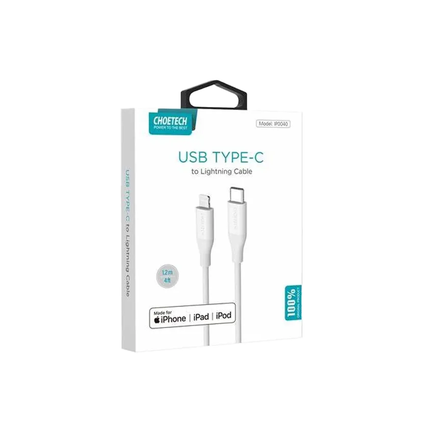 Choetech USB MFI Type-C to Lightning 1.2m Cable White