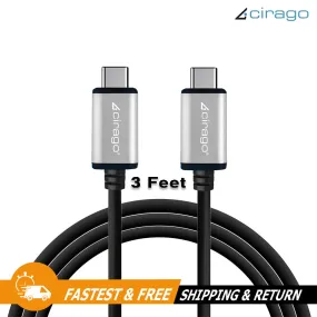 Cirago USB-C to Type-C Cable 3 Ft Sync/Transfer Data, Reversible USB-C Connector