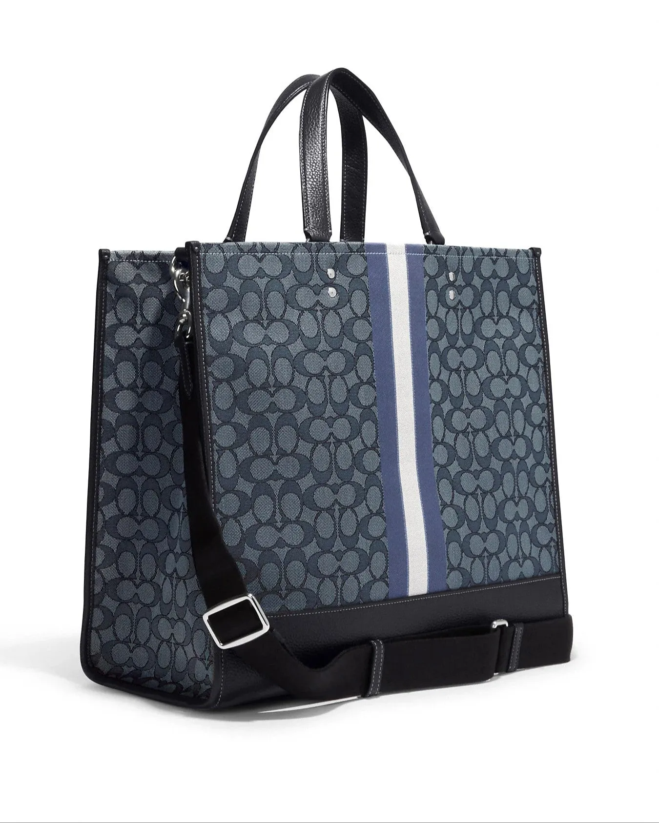 Coach Women's Denim & Midnight Navy Multi Dempsey Tote 40 In Signature Jacquard With Stripe And Coach Patch