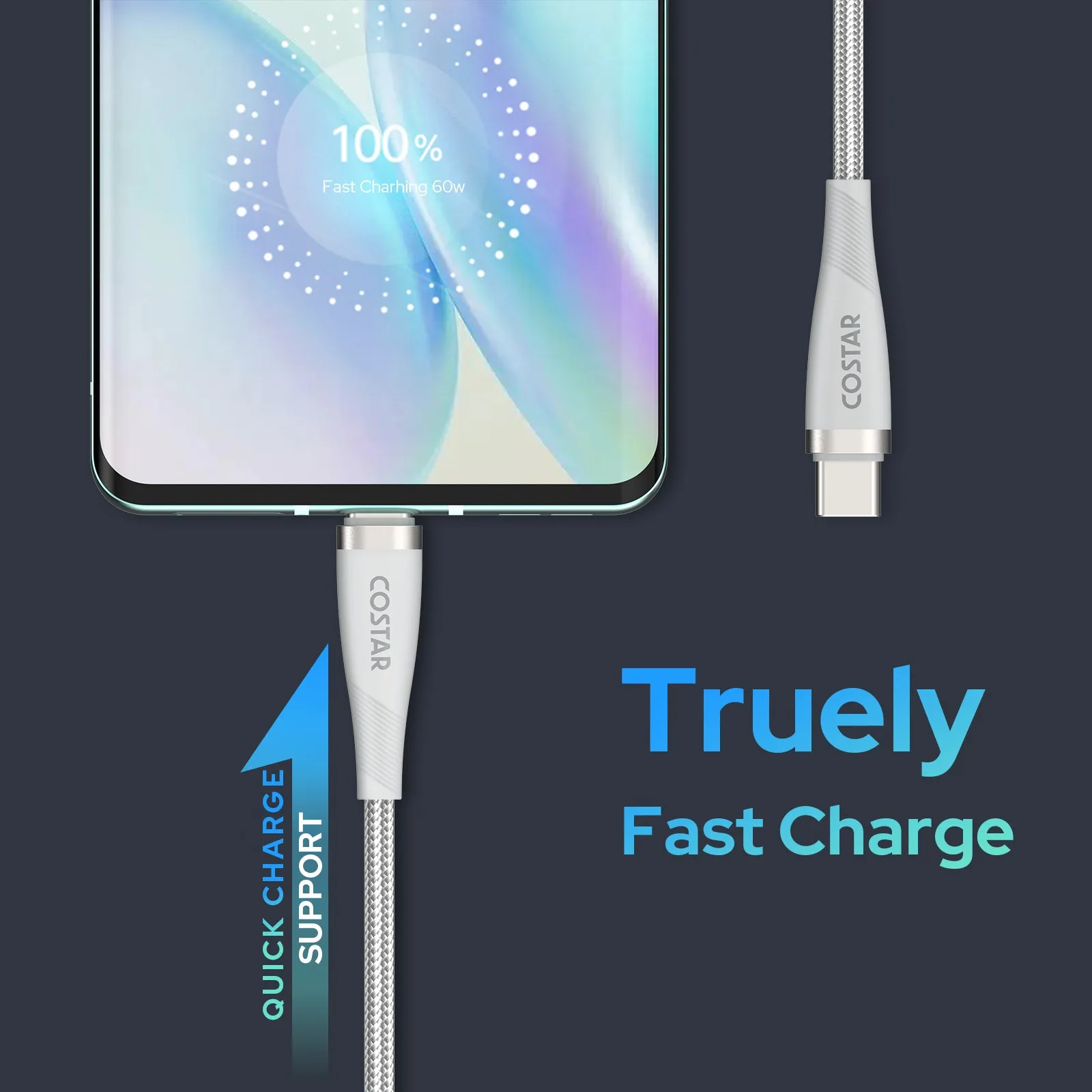 COSTAR Fast Charging Cable (Sliver Grey）