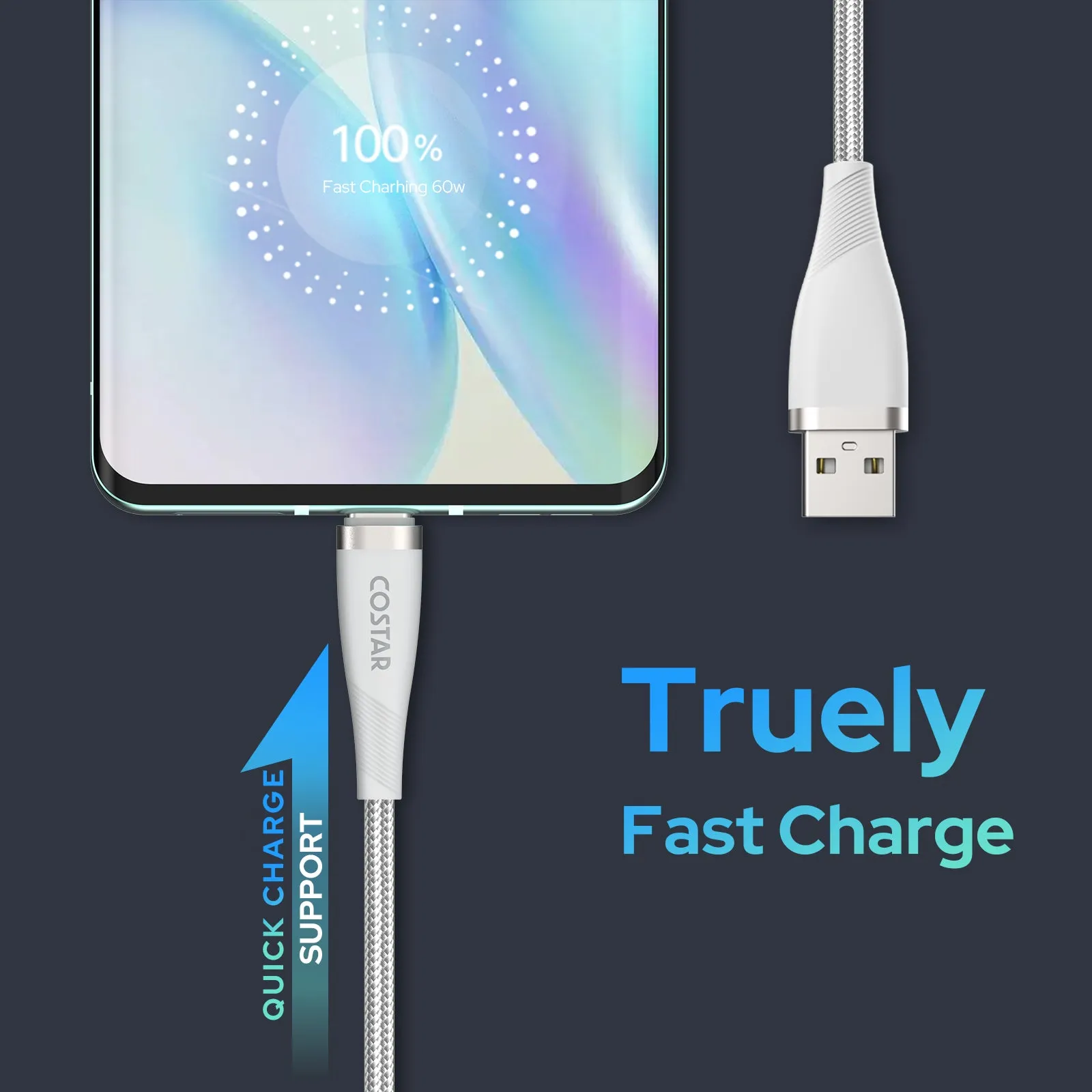 COSTAR Fast Charging Cable (Sliver Grey）