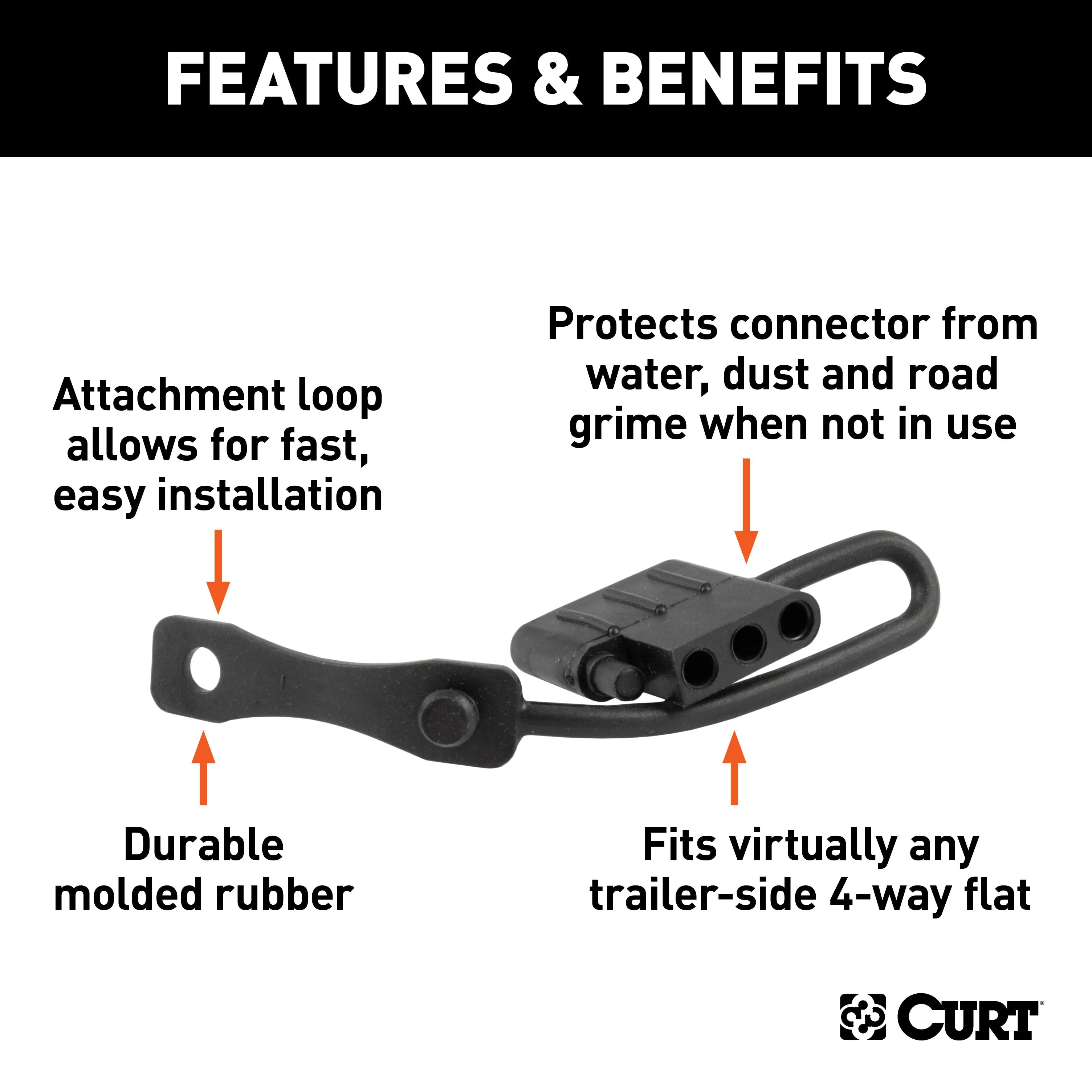 CURT 58750 CURT 58750 Trailer-Side 4-Pin Flat Trailer Wiring Harness Connector Dust Cover